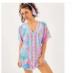 NWT Lilly Pulitzer Malachi V-Neck Cover-Up Multi Roar of the Seas sz Medium